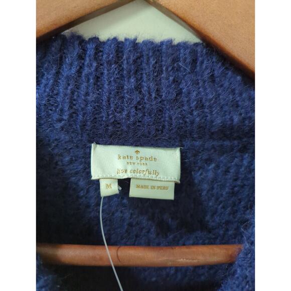 Kate Spade Blue Animal Print Alpaca Sweater NWT - Picture 6 of 7